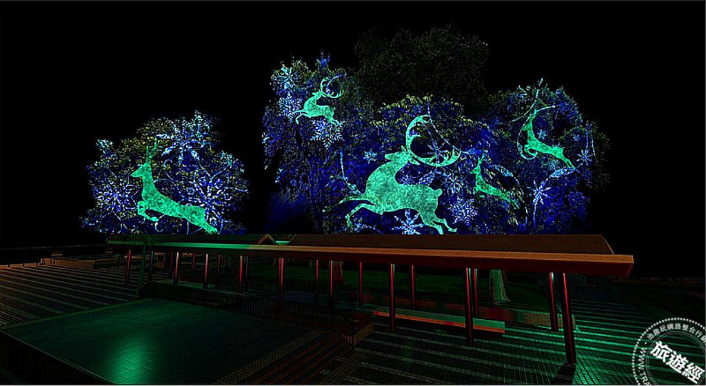 從聖誕天地仰望,可見馴鹿光影於中環天際間閃耀律動,為冬夜增添夢幻節慶氣息。圖片:港旅局提供