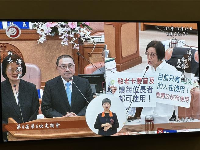 無黨議員李翁月娥建議，敬老卡應擴大服務項目，開放超商可使用，採累計方式、每月不歸零。（高鈞麟攝）