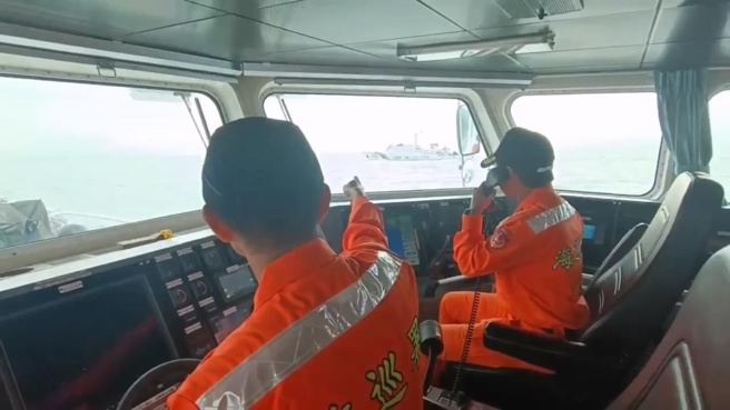 金門海域今（13）日上午隨即出現緊張局面。中國大陸4艘海警船編隊航入金門南方水域，海巡署雷達全程掌握。（圖／簡銘柱翻攝）