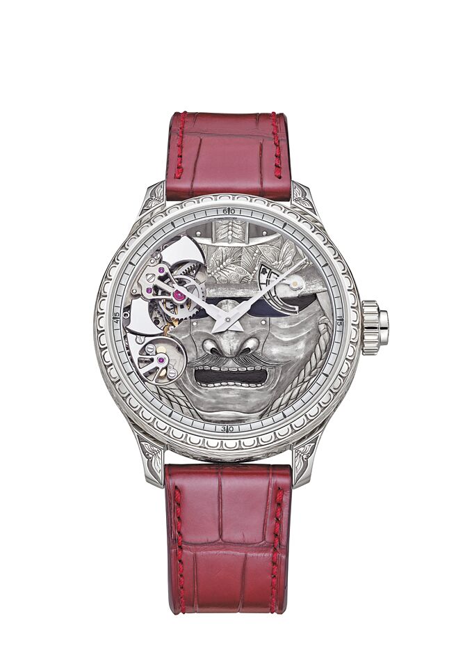萧邦L.U.C Full Strike腕表将日本武士的面具工艺融入其中，限量一只，2539万元。（CHOPARD提供）