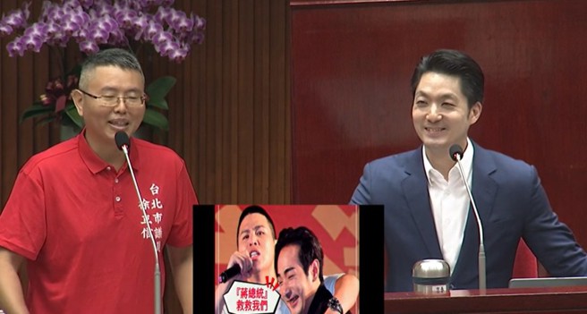 蒋万安议会备询画面。（取自台北市议会直播）