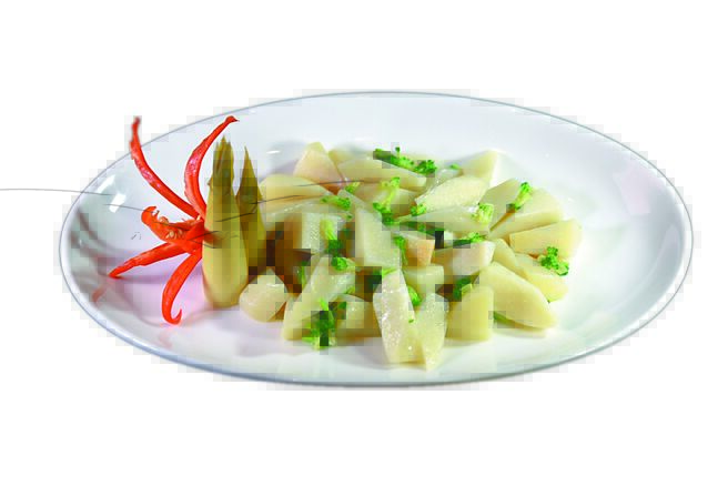 「杭州蘭花翠竹筍」是將又稱「西蘭花」的綠花椰菜切丁後，與竹筍合炒，形色悅目、口感爽脆。圖／姚舜