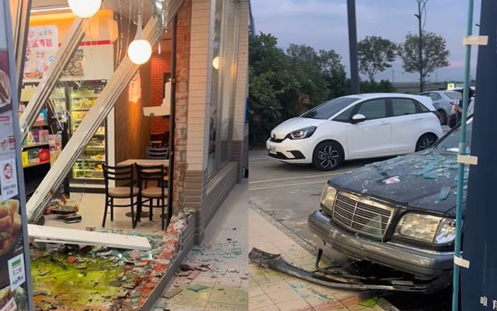 停車誤踩油門！76歲翁開賓士撞爆超商玻璃 慘況曝光