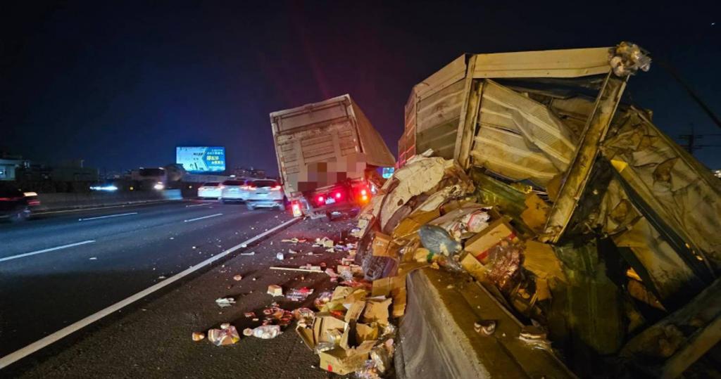 國1大雅段大貨車猛撞護欄 「副駕拋飛身亡」現場驚悚