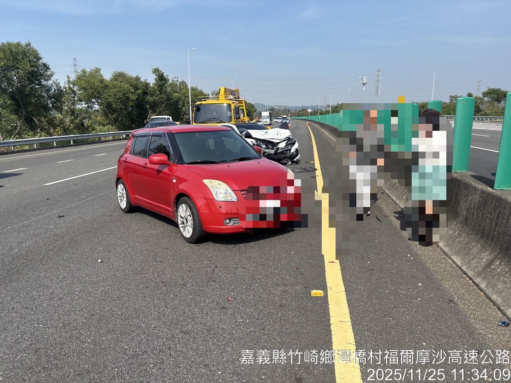 國道3竹崎段「施工回堵」釀連環撞 4人輕傷驚魂