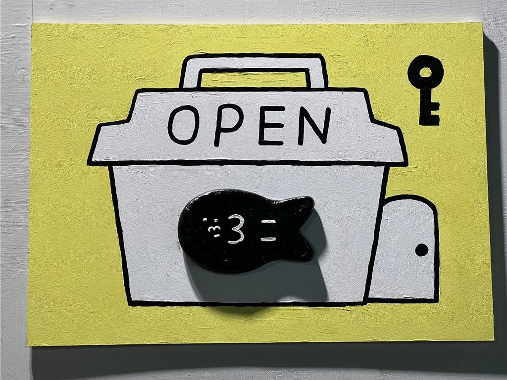 「haha sarah notebook world 插畫個展」限量1幅的《OPEN DOOR》,3000元。(徐梓榕攝)