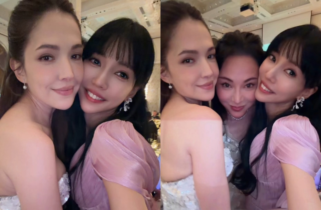 李靚蕾穿低胸禮服曝正面照！貼臉許瑋甯喊：最美的新娘