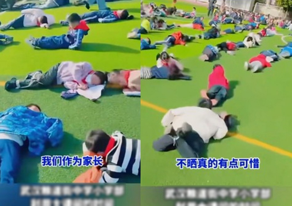 冬日暖陽太珍貴!全校操場「躺平曬娃」超療癒