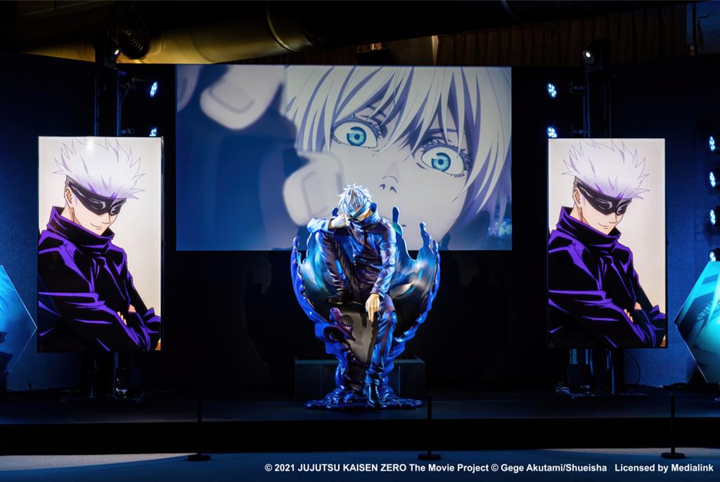 「咒術迴戰展《劇場版咒術 0》篇」帶來巡迴至今備受好評的五條悟1:1等身模型。(羚邦提供/徐梓榕台北傳真)