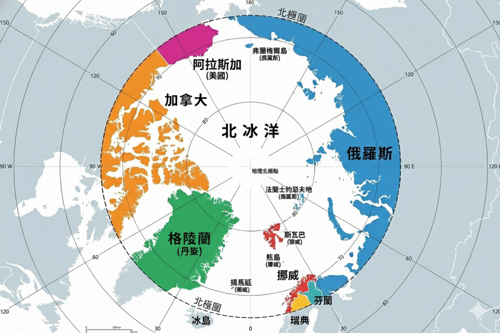受制於全球地圖帶給人的錯覺，北極圈的戰略價值，得把地圖翻過來看。（AI生成）