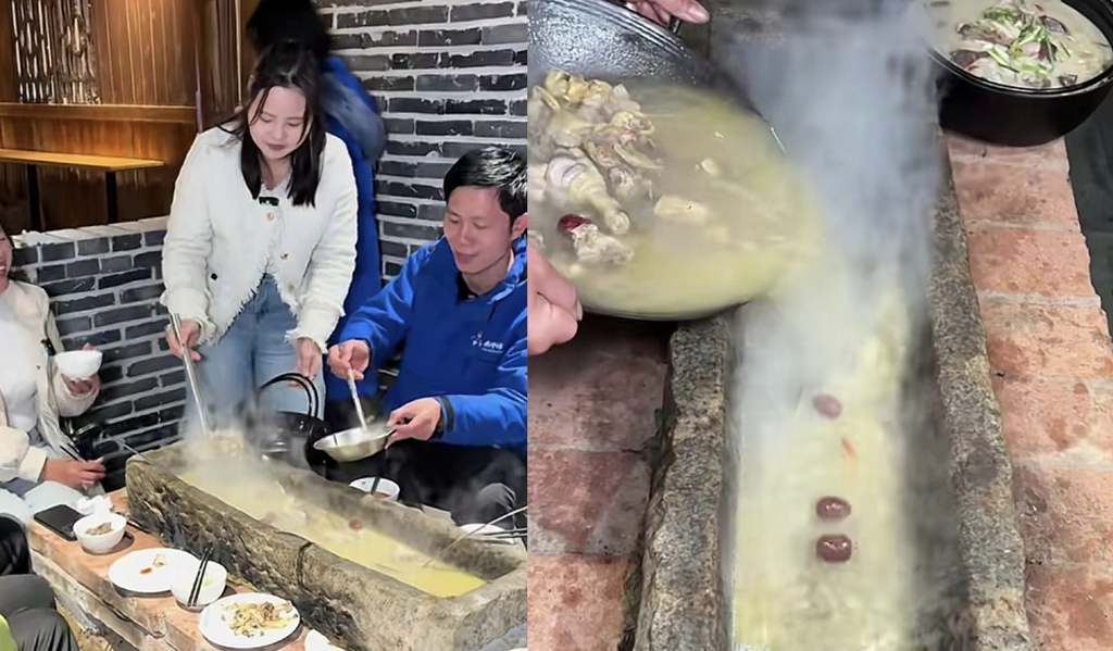 影》陸農莊石槽火鍋「像豬吃的」竟爆紅 !網喊:也別這麼逼真
