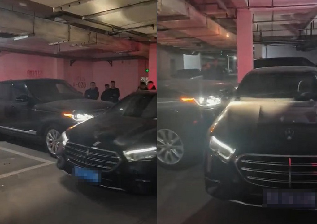 賓士亂停車「擋路」 遭路虎駕駛衝撞畫面曝