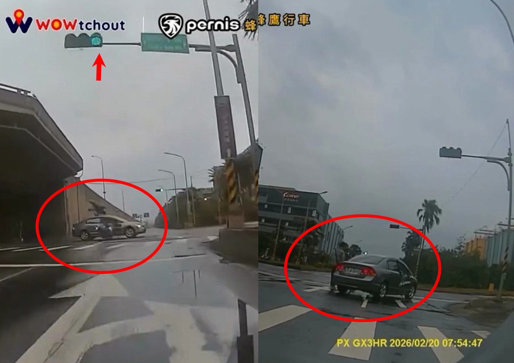 觀音轎車闖紅燈害騎士撞上噴飛! 2男竟棄車逃逸