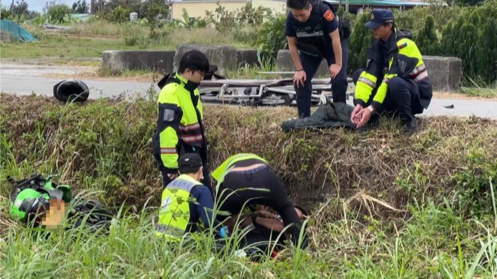 重機與貨車路口對撞! 台東騎士噴飛10公尺墜地