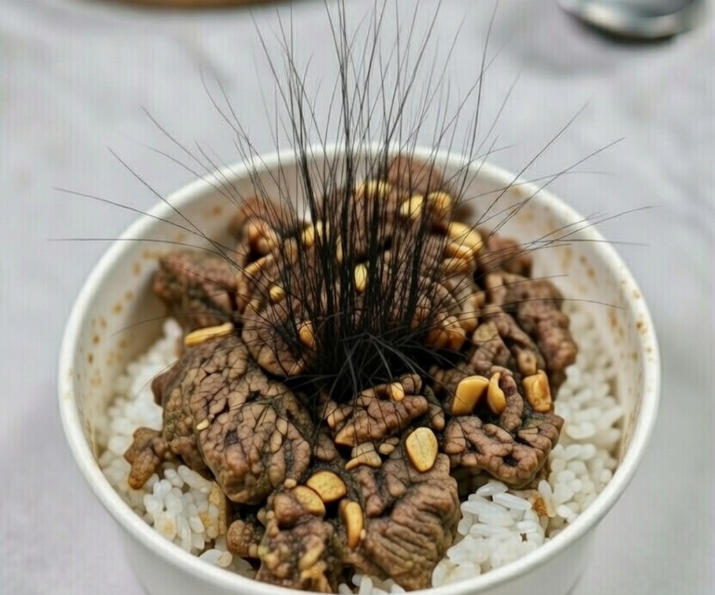 牛肉飯上「長頭髮」!他過年忘了丟狂長15公分 網笑:比我還茂密